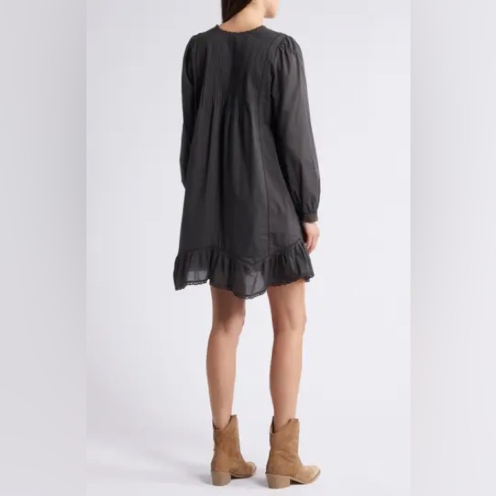 MANGO VIOLETA BY MANGO BLACK V NECK RUFFLE MINI DRESS NEW WITH TAGS LARGE